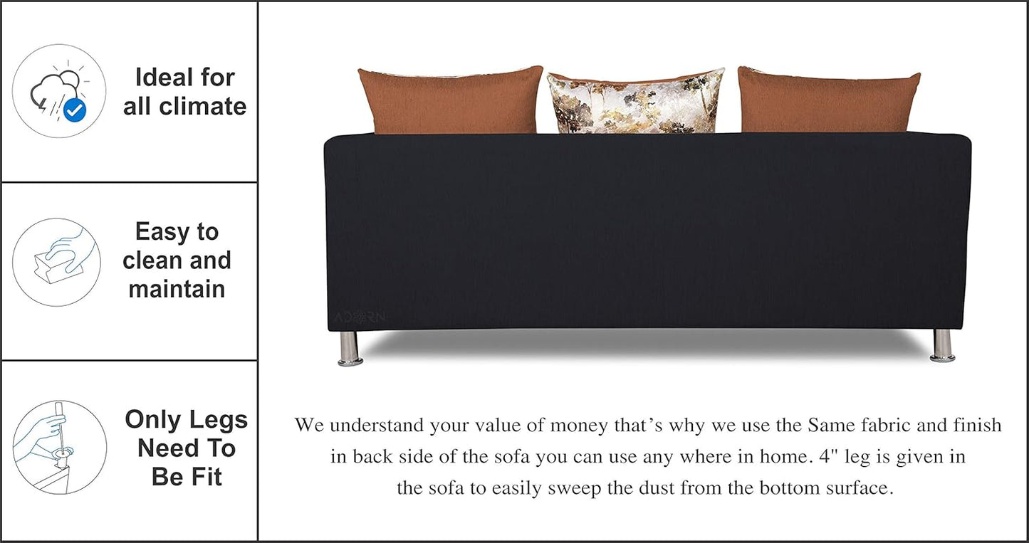 Adorn India Alita 3+2+1 Compact 6 Seater Sofa Set (Rust & Black)