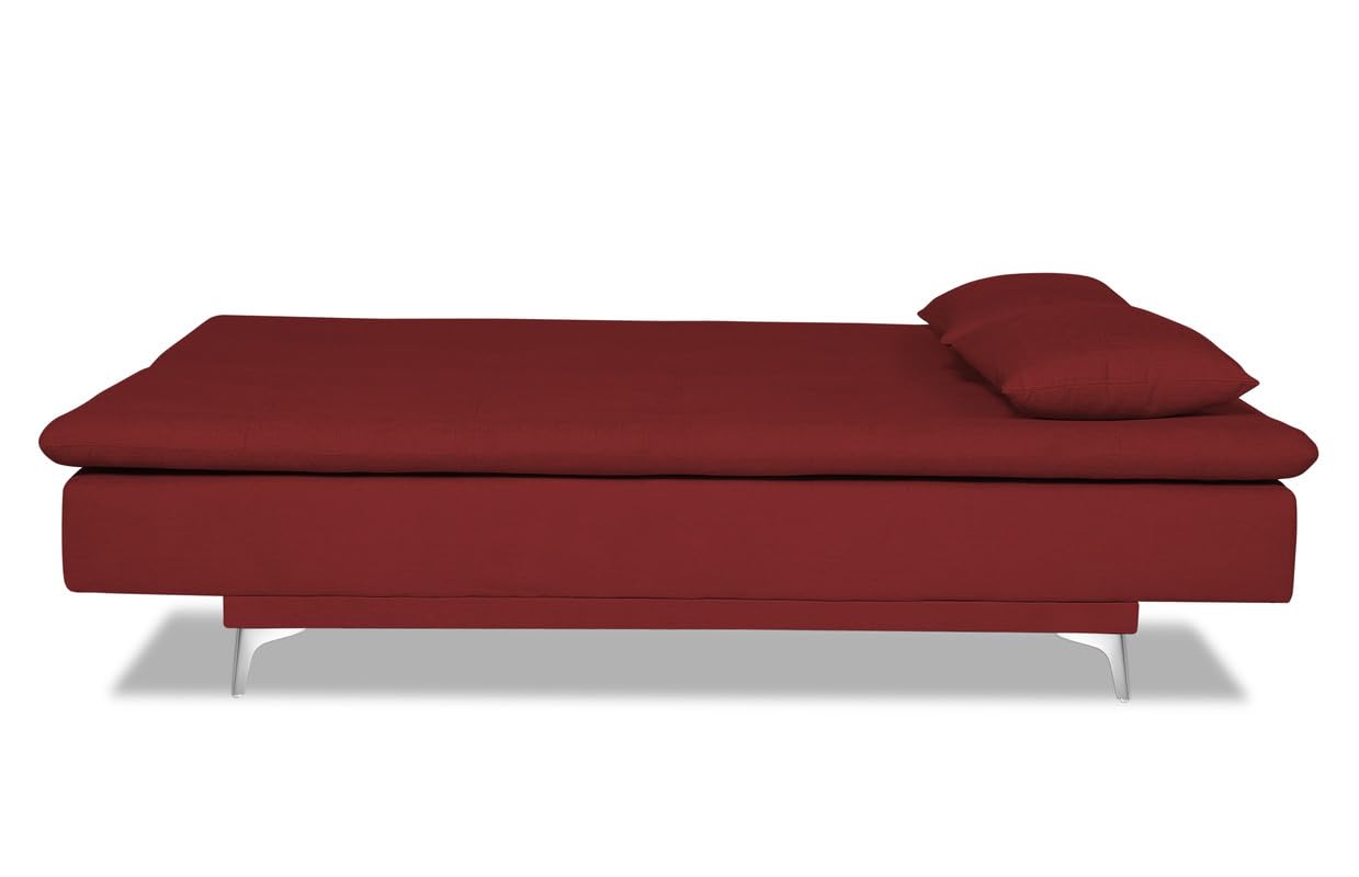Adorn India Aspen Three Seater Sofa Cum Bed Single Tone Fabric (Maroon) (3 Year Warranty)