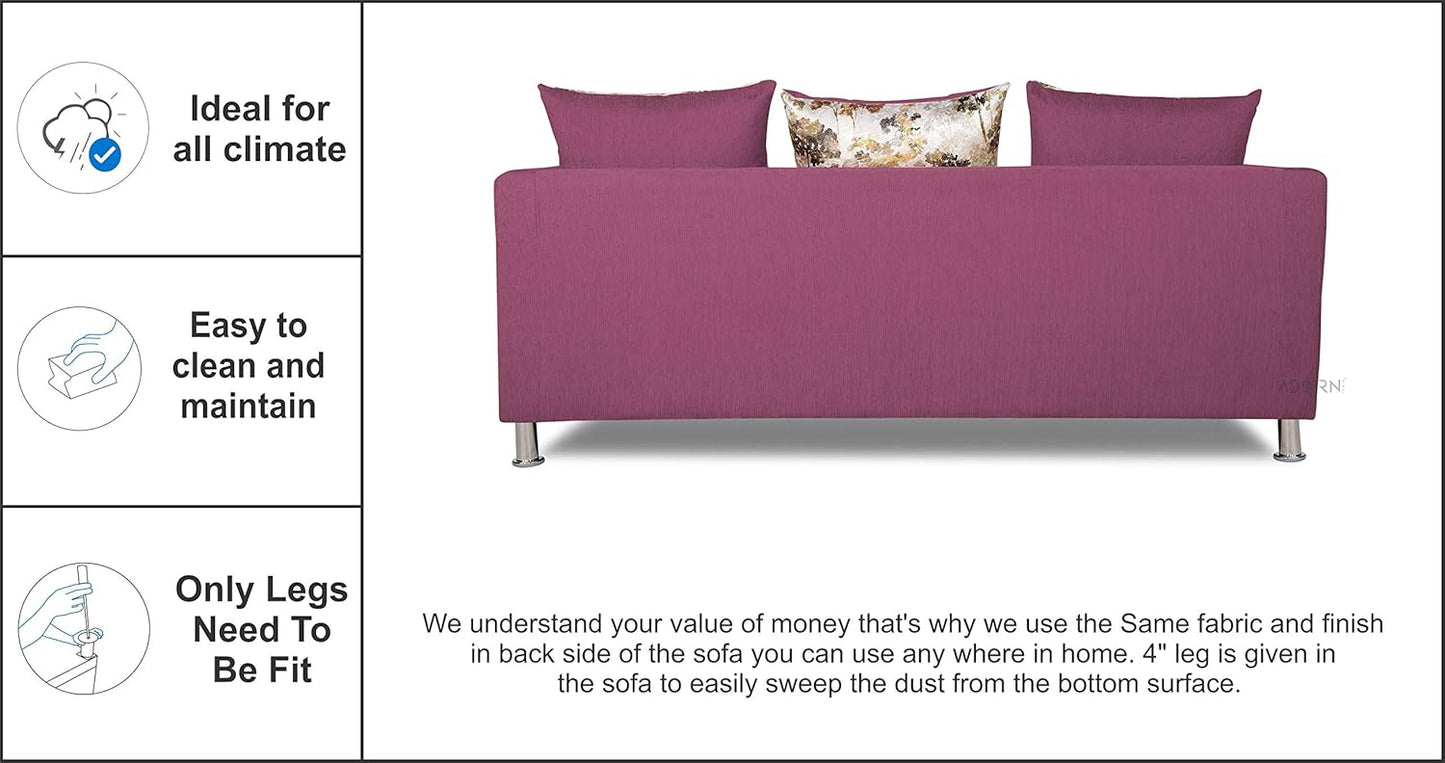 Adorn India Alita 3+2+1 Compact 6 Seater Sofa Set (Dark Purple)