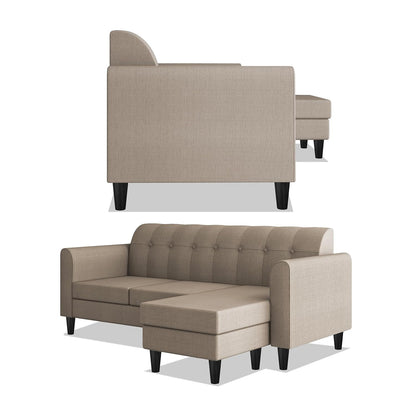Adorn India Rio Elegant L Shape 4 Seater Sofa Set (Beige) (3 Year Warranty)
