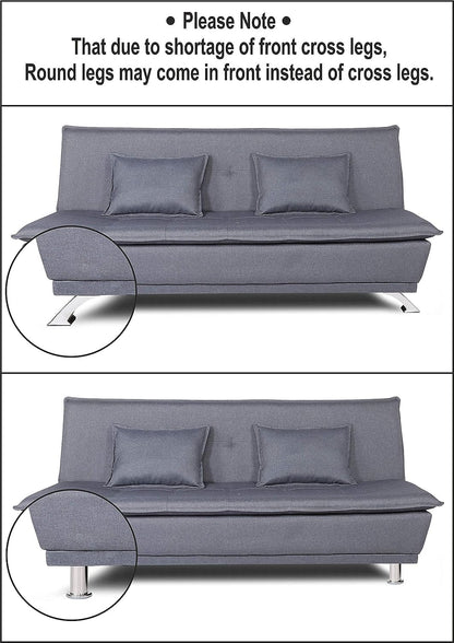 Adorn India Arden 4 Seater Plain Sofa Cum Bed 4 X 6 (Grey) (3 Year Warranty)