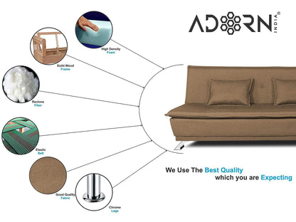 Adorn India Arden 4 Seater Plain Sofa Cum Bed 4 x 6 (Camel) (3 Year Warranty)