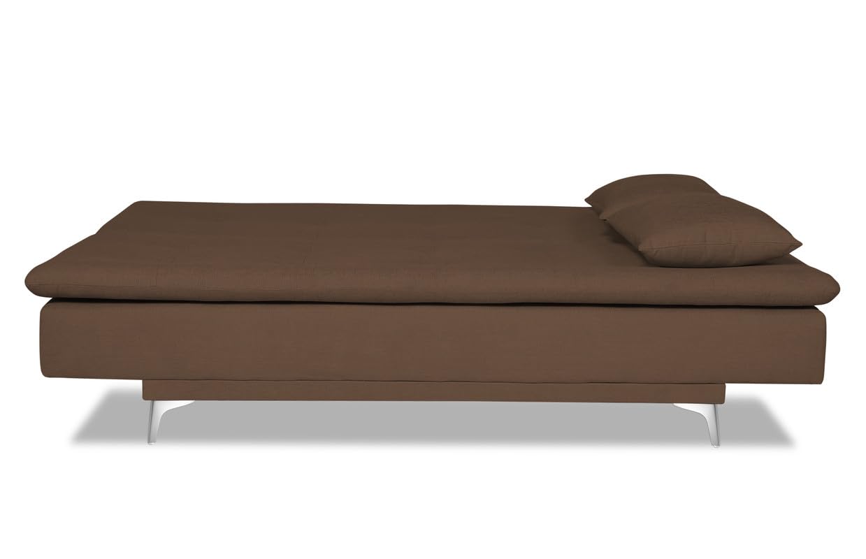 Adorn India Aspen 3 Seater Sofa Cum Bed Single Tone Fabric (Brown) (3 Year Warranty)