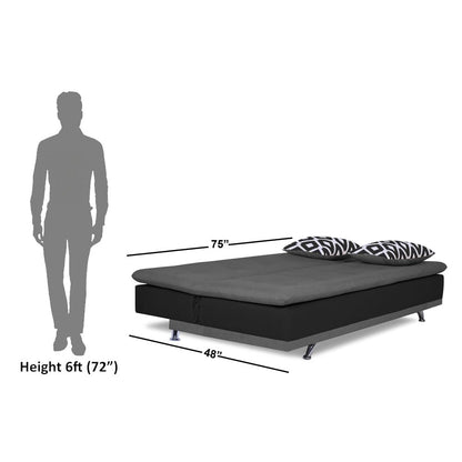 Adorn India Arden 4 Seater Rhombus Sofa Cum Bed 4 x 6 (Grey & Black) (3 Year Warranty)