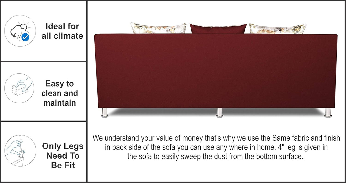 Adorn India Alica 3+2+1 Six Seater Sofa Set (Maroon)