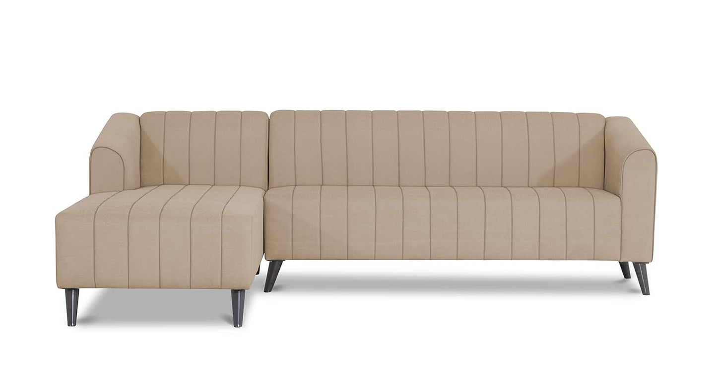 Adorn India Premium Laurel L Shape 6 Seater Sofa Set (LHS) (Beige) (3 Year Warranty)