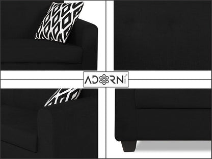 Adorn India Blazer Plus 3-1-1 Five Seater Sofa Set (Black)