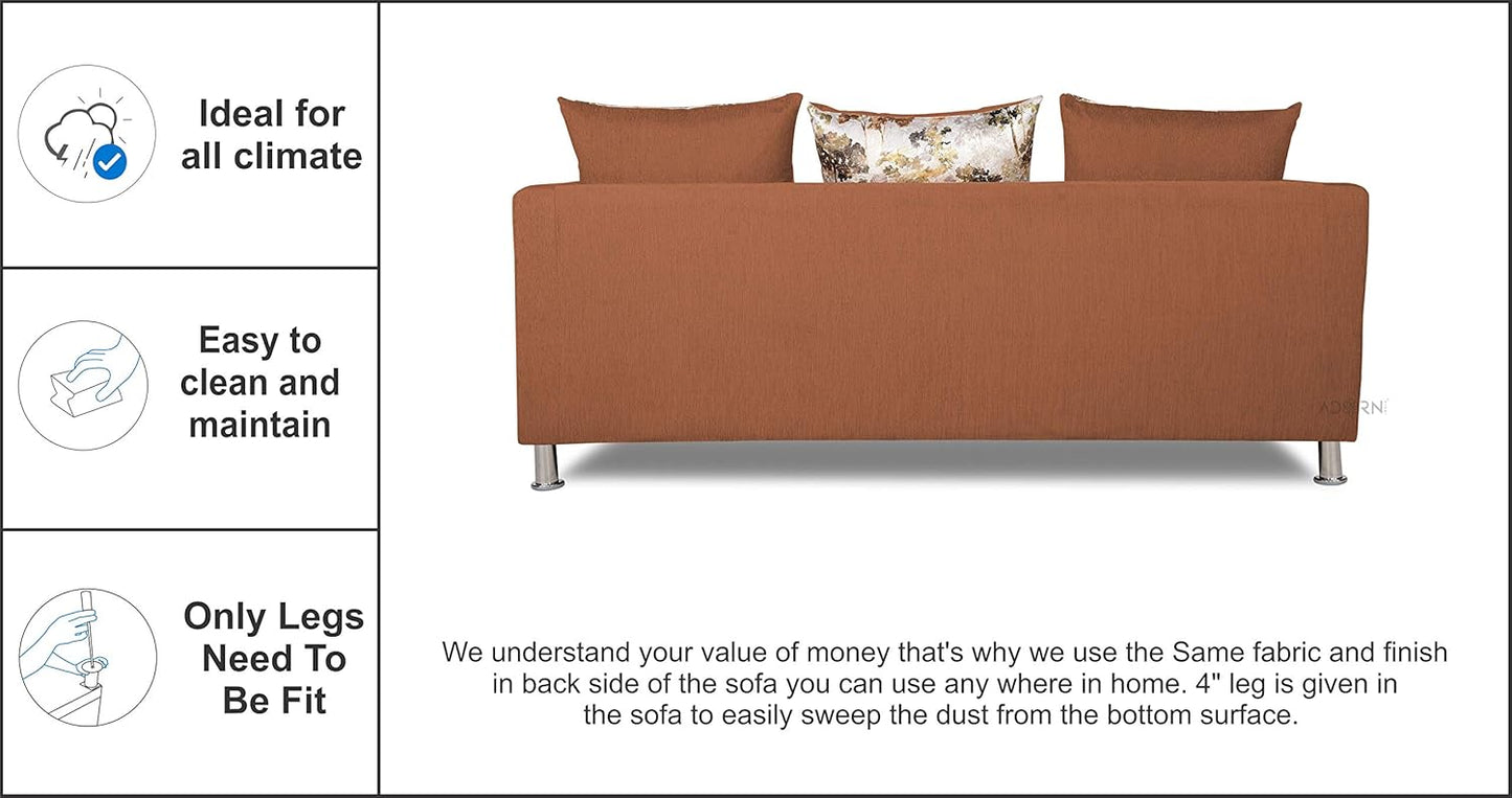 Adorn India Alita 3+2 Compact 5 Seater Sofa Set (Rust)
