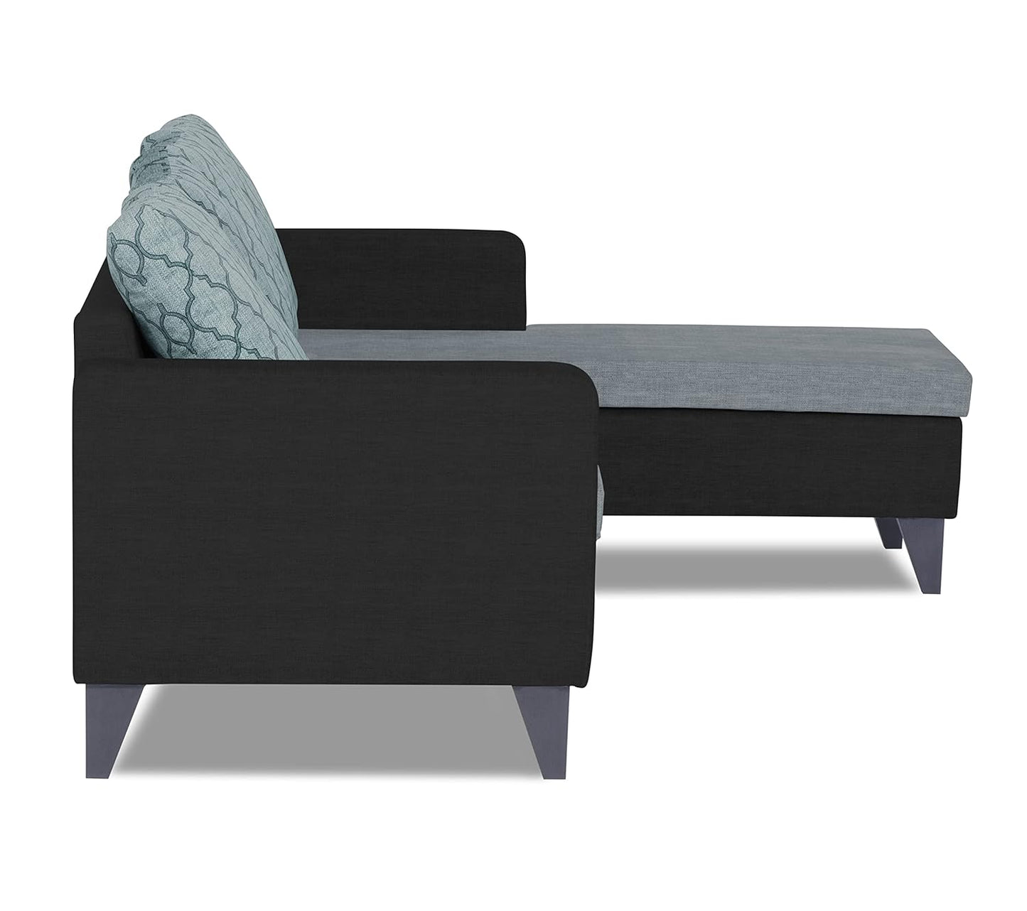 Adorn India Dorothy Blossom L Shape 5 Seater Sofa Set RHS (Black & Grey)
