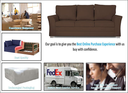 Adorn India Alexia 3+2 Five Seater Sofa Set (Brown)