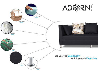 Adorn India Alica 3+2+1 Six Seater Sofa Set (Black)