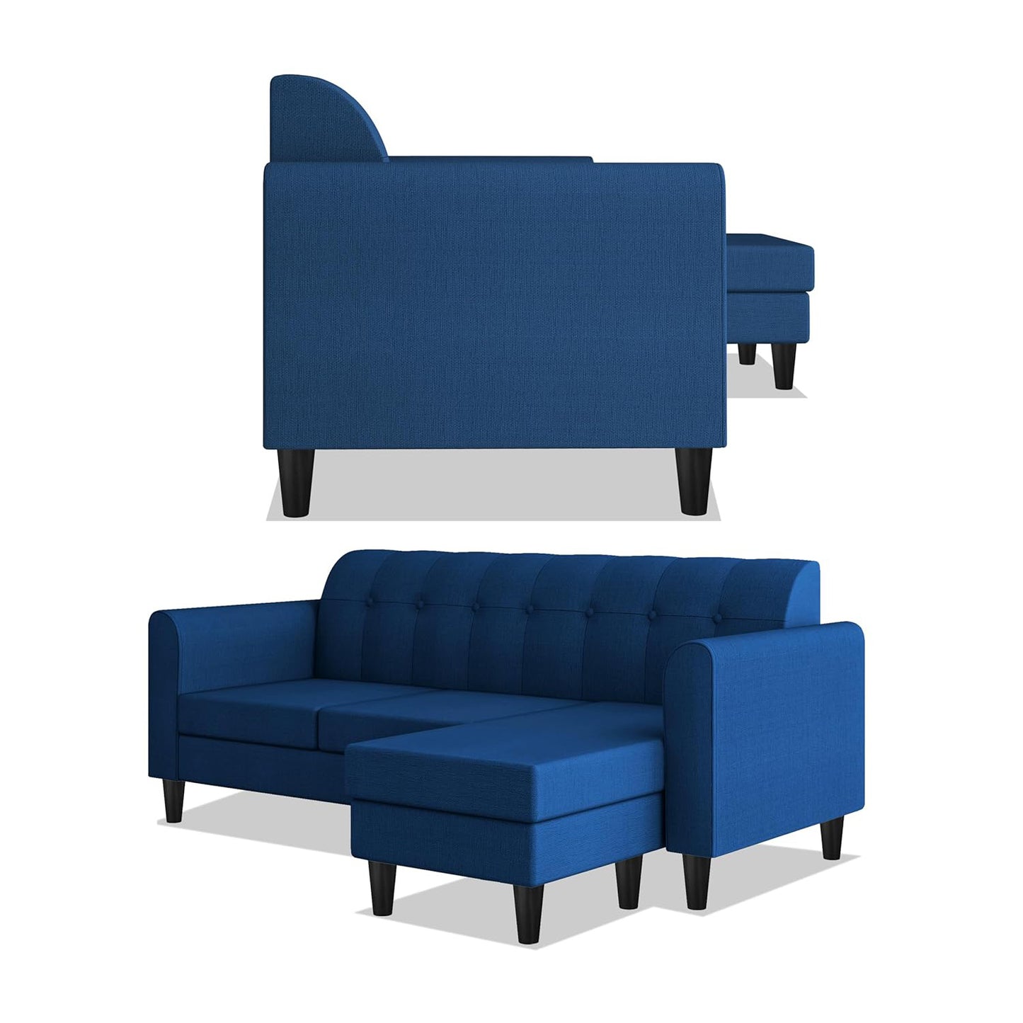 Adorn India Rio Elegant L Shape 4 Seater Sofa Set (Blue) (3 Year Warranty)