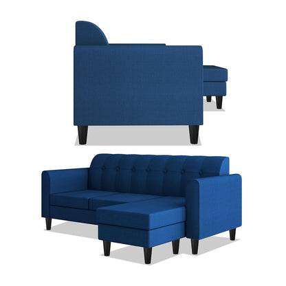 Adorn India Rio Elegant L Shape 4 Seater Sofa Set (Blue) (3 Year Warranty)