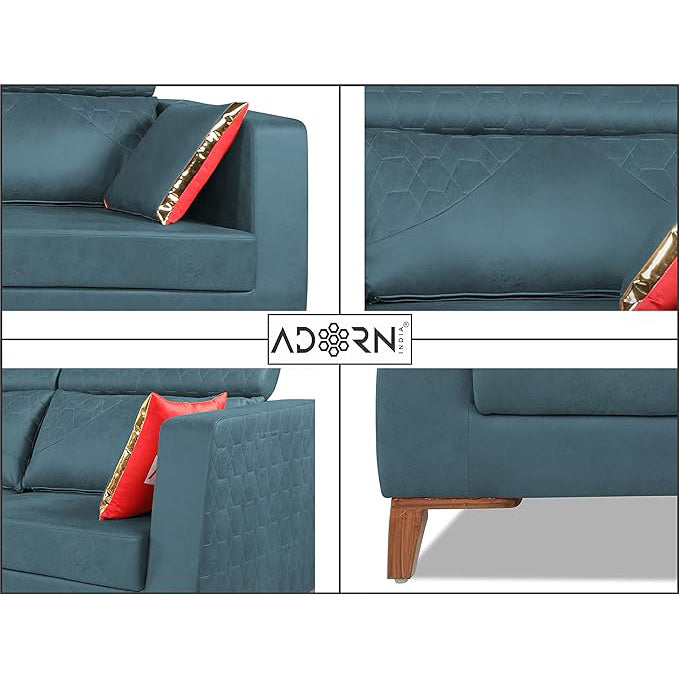 Adorn India Premium Pluto 3+2 Five Seater Sofa Set (Blue)
