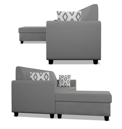Adorn India Monteno L Shape 5 Seater Sofa Set LHS(Grey) (3 Year Warranty)
