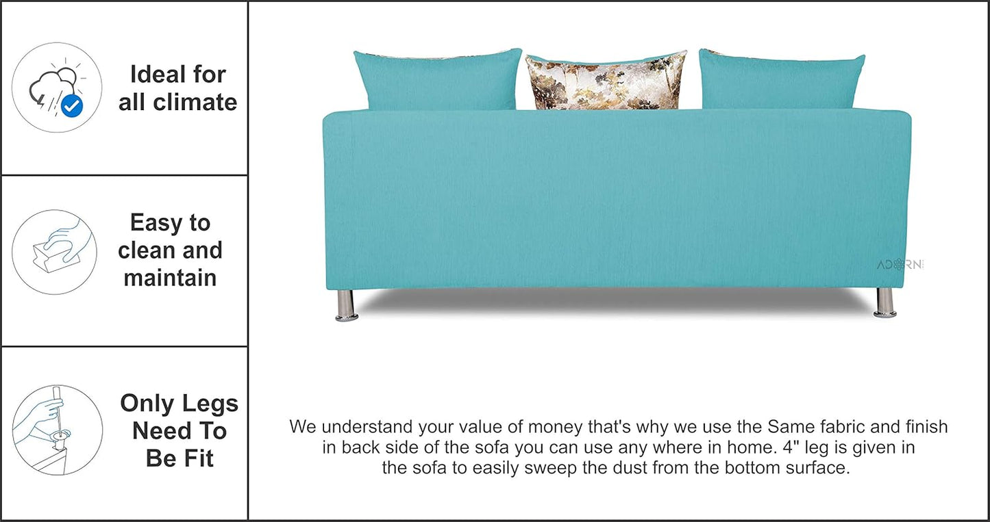 Adorn India Alita 3+2 Compact 5 Seater Sofa Set (Aqua Blue)