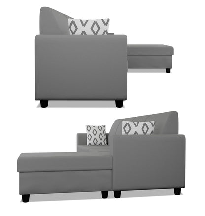 Adorn India Monteno L Shape 5 Seater Sofa Set RHS(Grey) (3 Year Warranty)