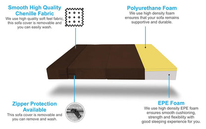 Adorn India Easy Alyn Plus Stripes 4 Seater Sofa Cum Bed (6X6) (Brown)(1 Year Warranty)