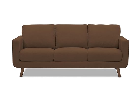 Adorn India Damian 3 Seater Sofa (Brown) (3 Year Warranty)