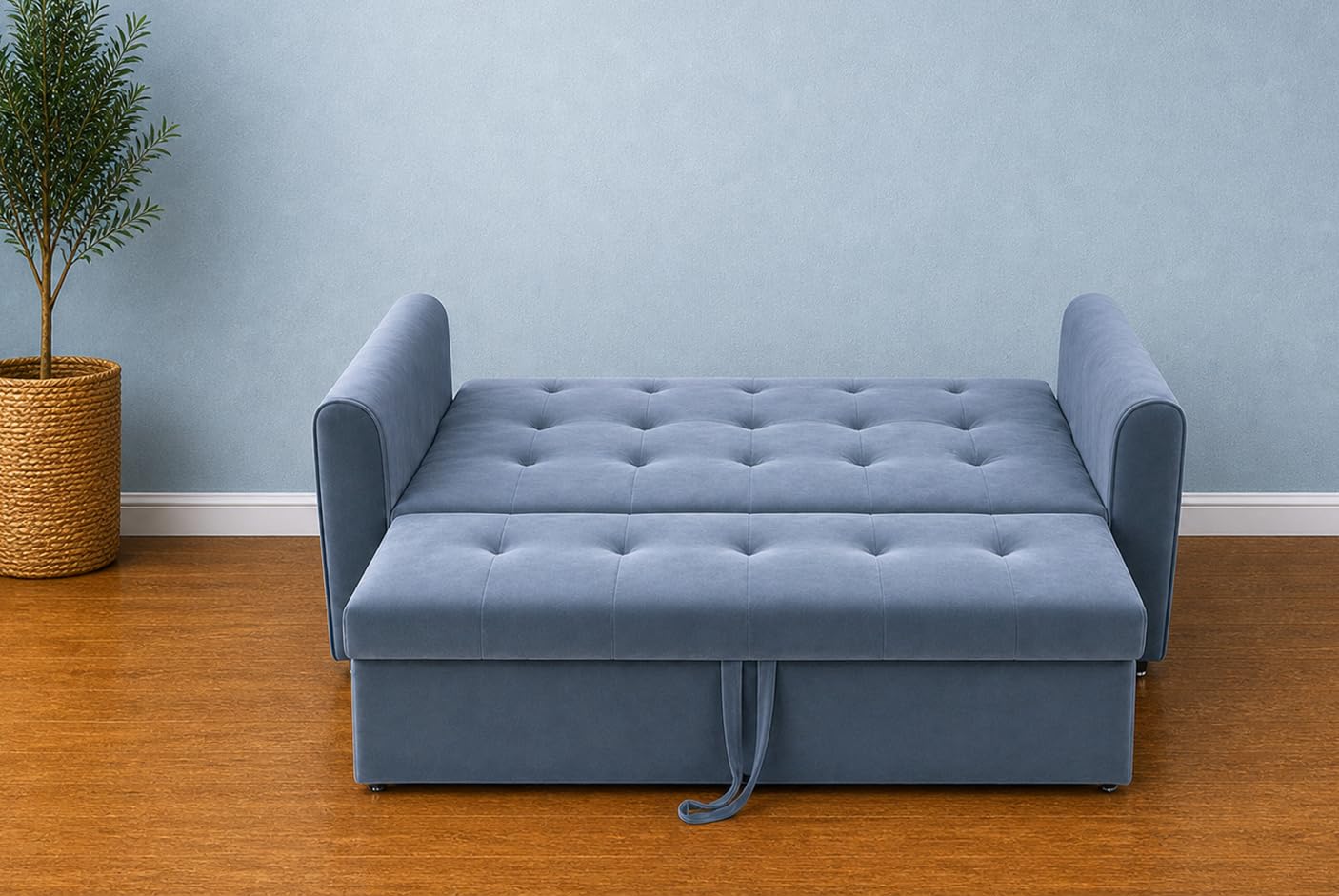 Adorn India Premium Mystic - 3 Years Warranty - 3 Seater Sofa Cum Bed Velvet Suede Fabric - Grey