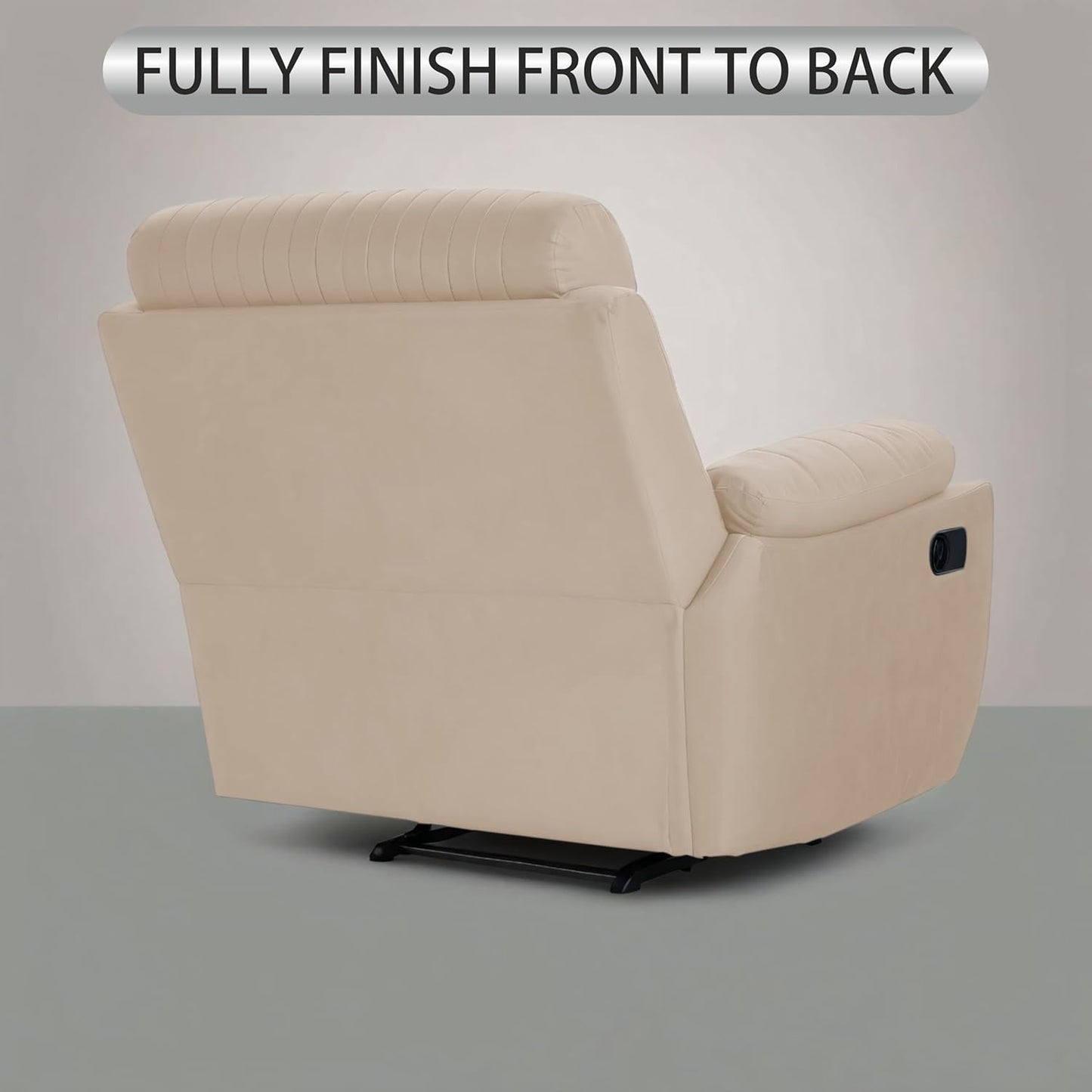 Adorn India Premium Majestic 1 Seater Recliner Manual Sofa Chair | Cream Suede Velvet Fabric | Soft Padded Back Rest & Handrest | Living Room Recliner Chair | 3 Years Warranty