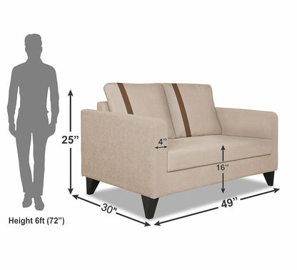 Adorn India Chandler Plus 2 Seater Sofa (Beige) (3 Year Warranty)