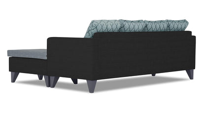 Adorn India Dorothy Blossom L Shape 5 Seater Sofa Set RHS (Black & Grey)