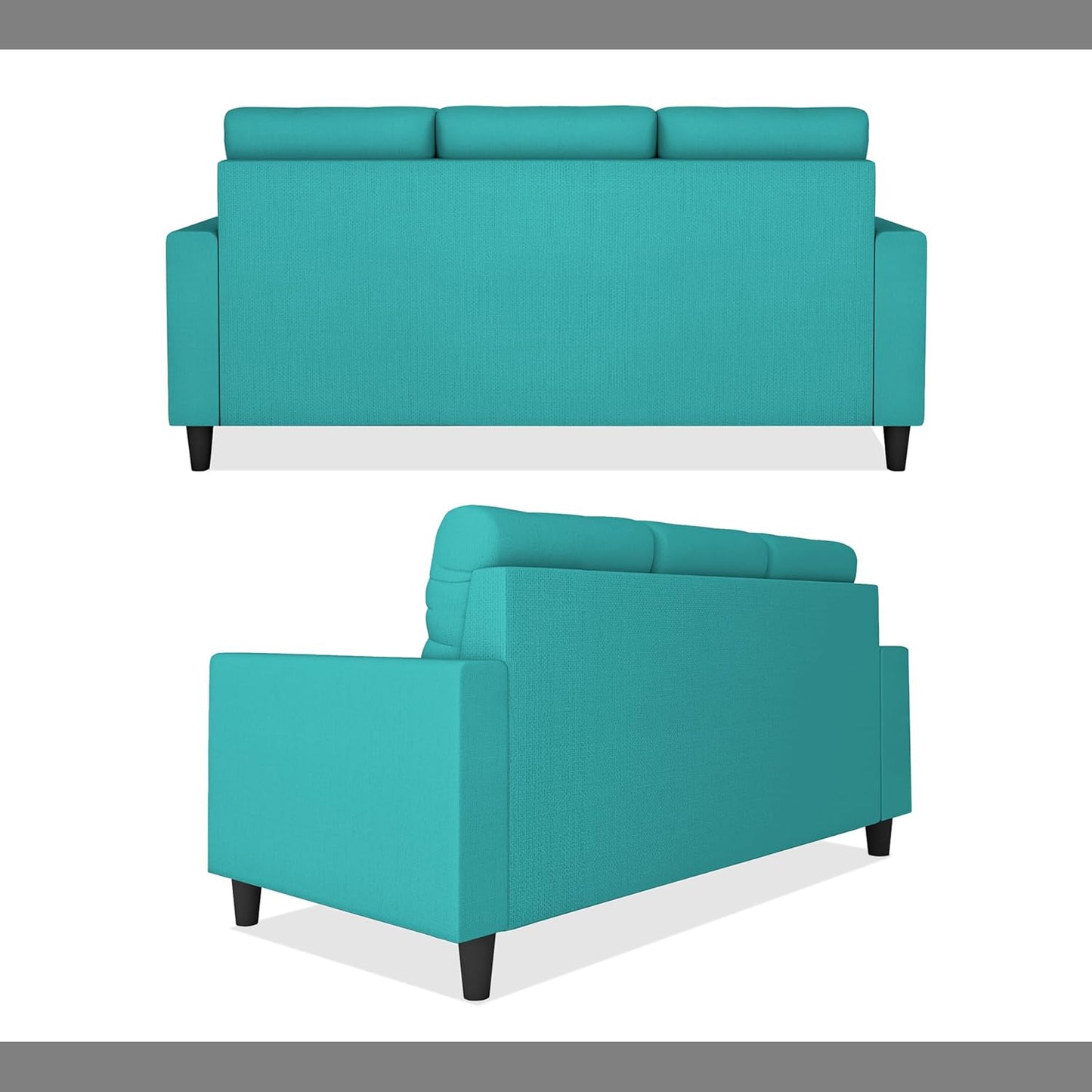 Adorn India Darcy L Shape 4 Seater Sofa Set (Aqua Blue) (3 Year Warranty)