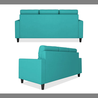 Adorn India Darcy L Shape 4 Seater Sofa Set (Aqua Blue) (3 Year Warranty)