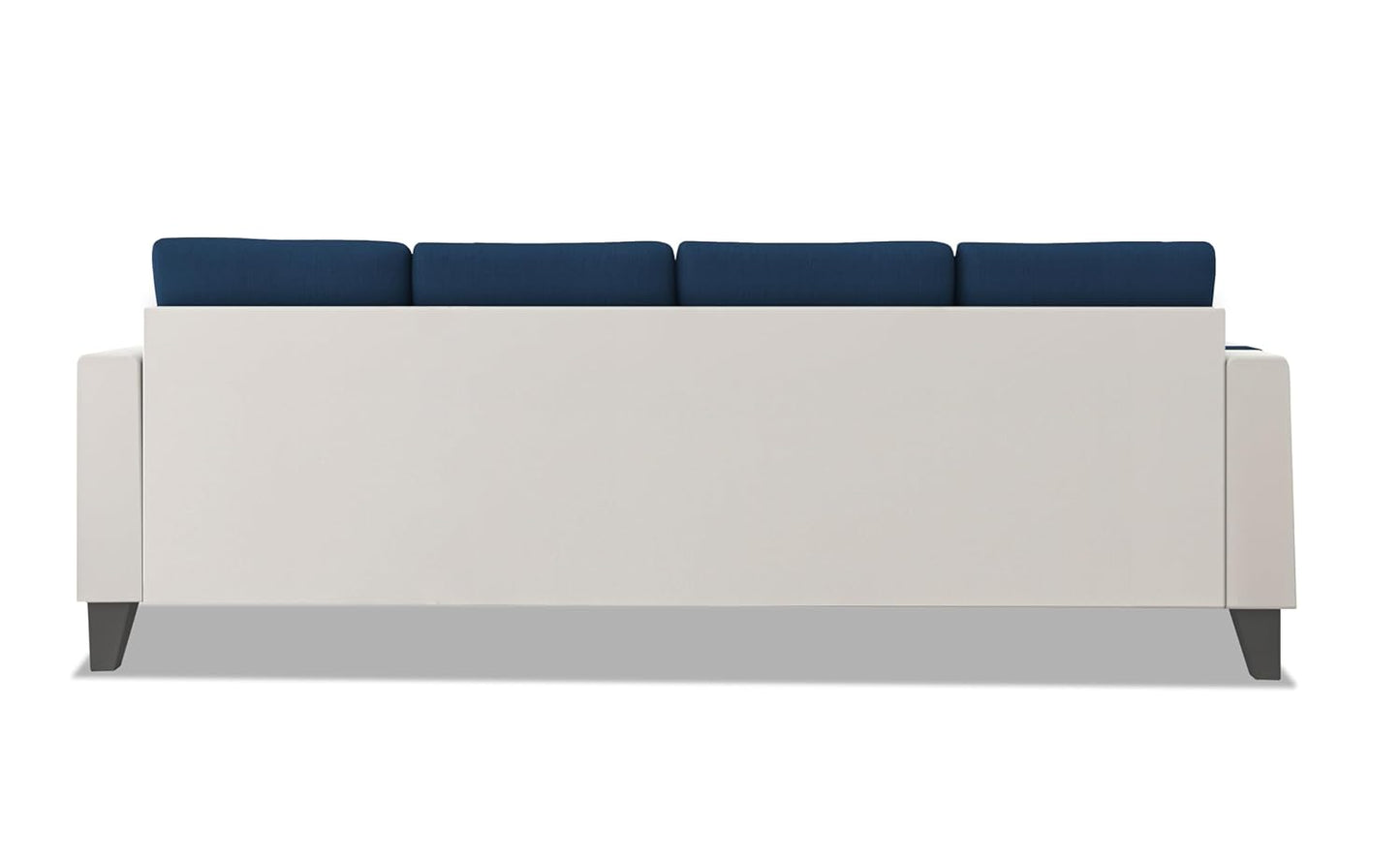 Adorn India Ashley Stripes Leatherette Fabric L Shape 5 Seater Sofa Set RHS (Blue & White) (3 Year Warranty)