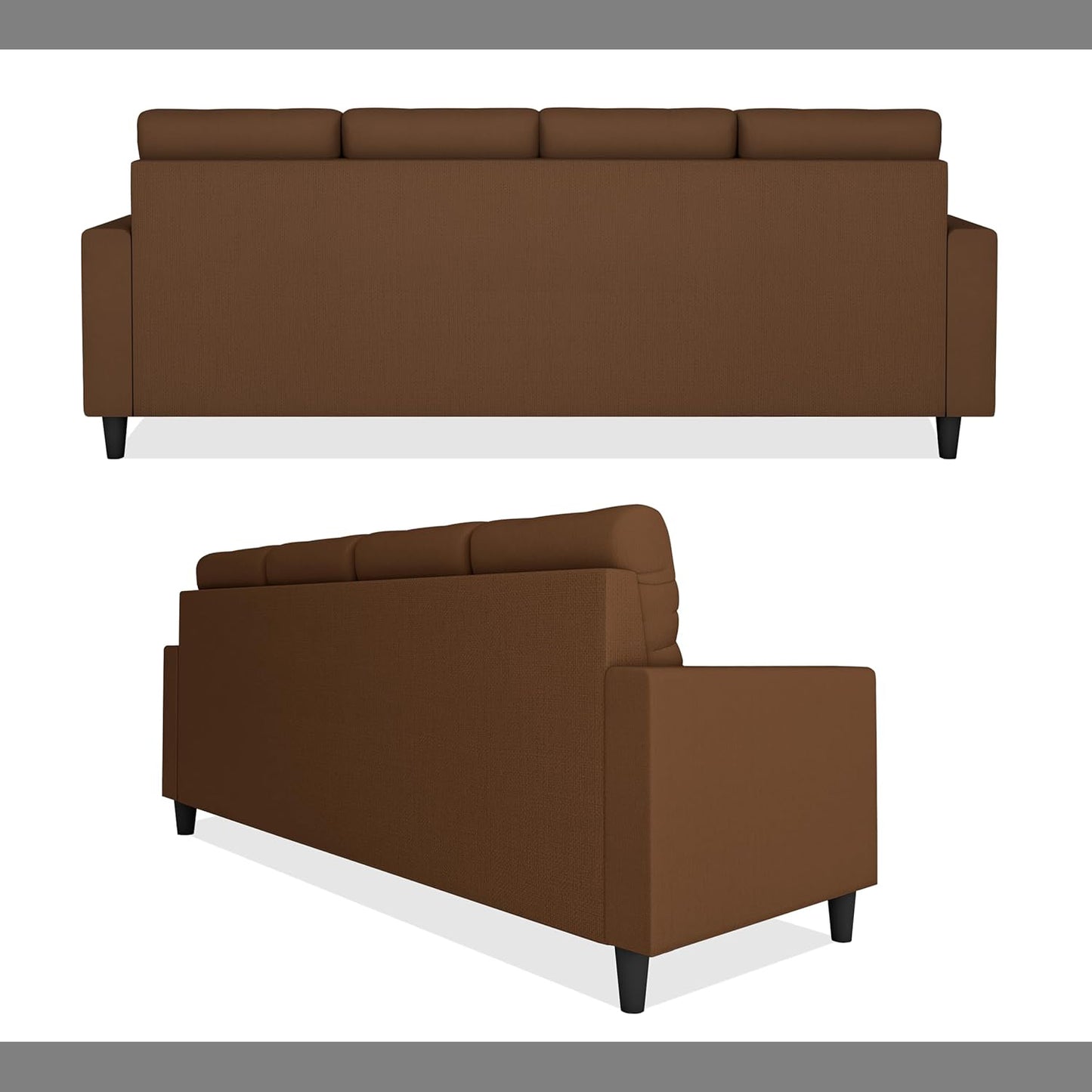 Adorn India Darcy L Shape 5 Seater Sofa Set (RHS) (Brown) (3 Year Warranty)