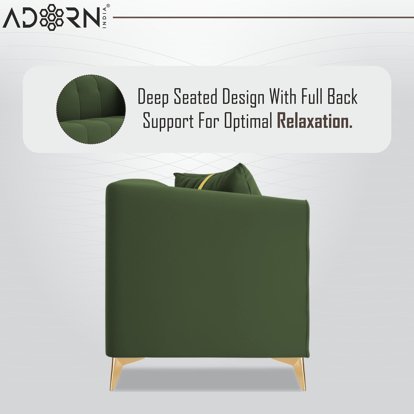 Adorn India Premium Mystic - 3 Years Warranty - 2 Seater Sofa Velvet Suede Fabric - Green