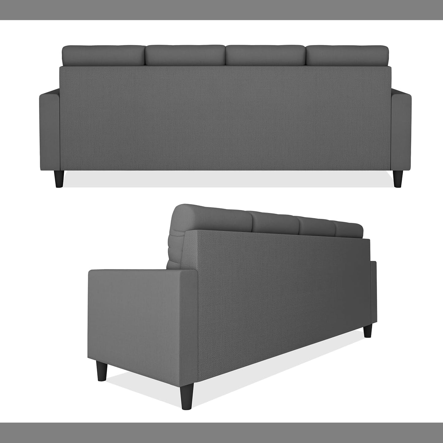 Adorn India Darcy L Shape 5 Seater Sofa Set (LHS) (Grey) (3 Year Warranty)