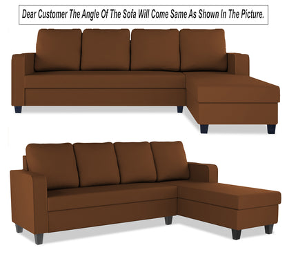 Adorn India Chandler Plain L Shape 6 Seater Sofa Set RHS (Brown) (3 Year Warranty)