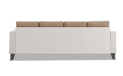 Adorn India Ashley Stripes Leatherette Fabric L Shape 5 Seater Sofa Set LHS (Beige & White) (3 Year Warranty)