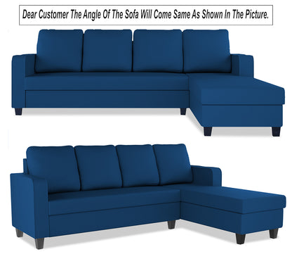 Adorn India Chandler Plain L Shape 6 Seater Sofa Set RHS (Blue) (3 Year Warranty)