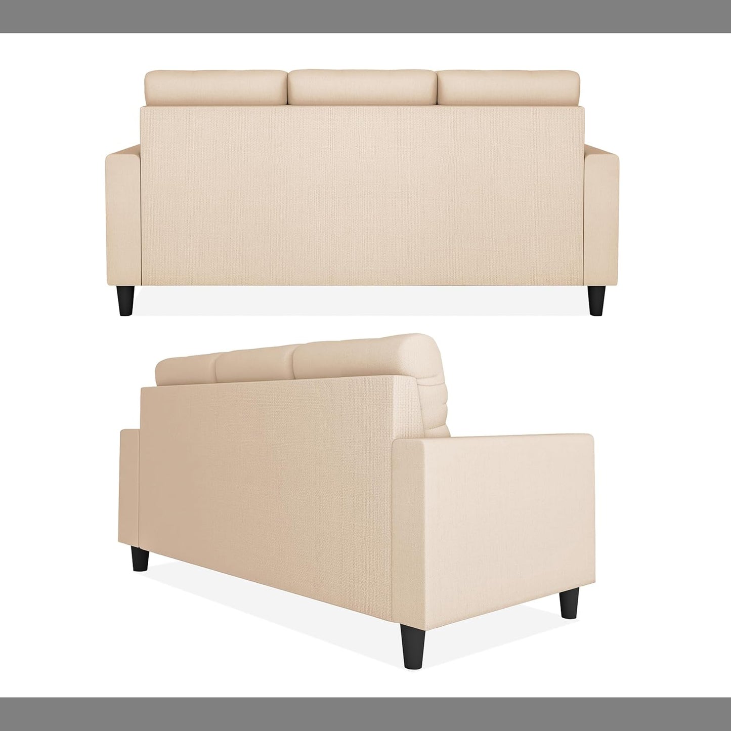 Adorn India Darcy L Shape 4 Seater Sofa Set (Beige) (3 Year Warranty)