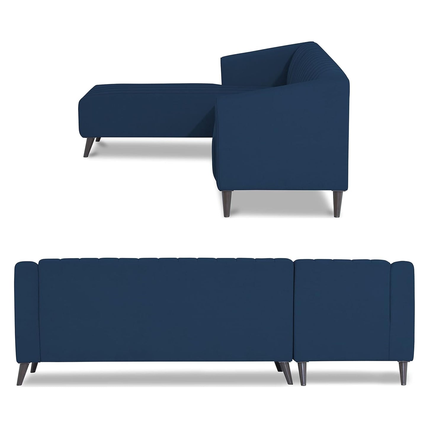 Adorn India Premium Laurel L Shape 6 Seater Sofa Set (LHS) (Blue) (3 Year Warranty)