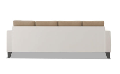 Adorn India Ashley Stripes Leatherette Fabric L Shape 5 Seater Sofa Set RHS (Beige & White) (3 Year Warranty)