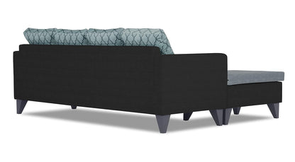 Adorn India Dorothy Blossom L Shape 5 Seater Sofa Set LHS (Black & Grey)