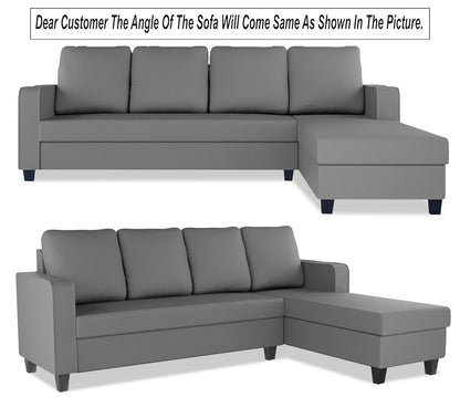 Adorn India Chandler Plain L Shape 6 Seater Sofa Set RHS (Grey) (3 Year Warranty)