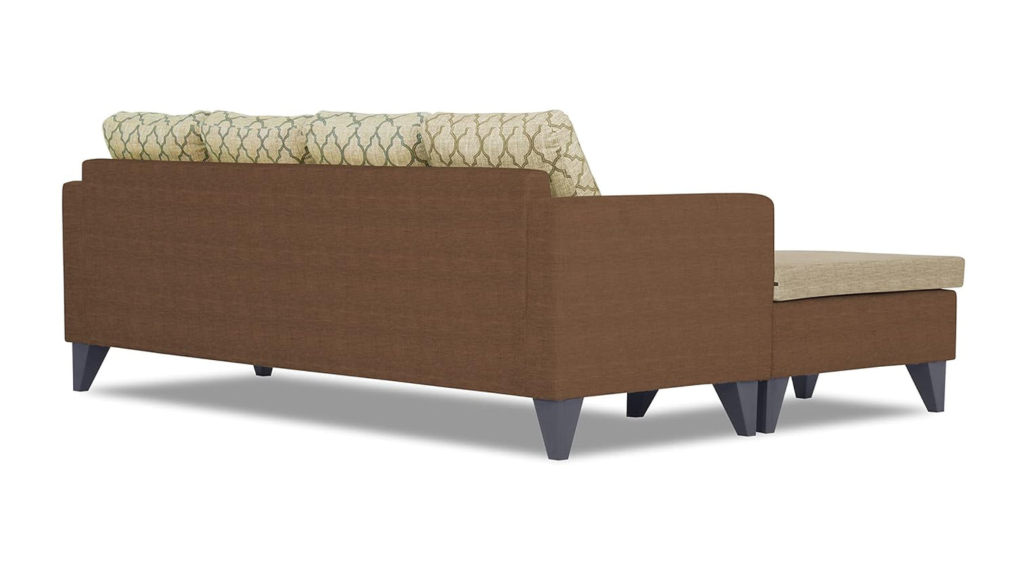 Adorn India Dorothy Blossom L Shape 5 Seater Sofa Set LHS (Brown & Beige)