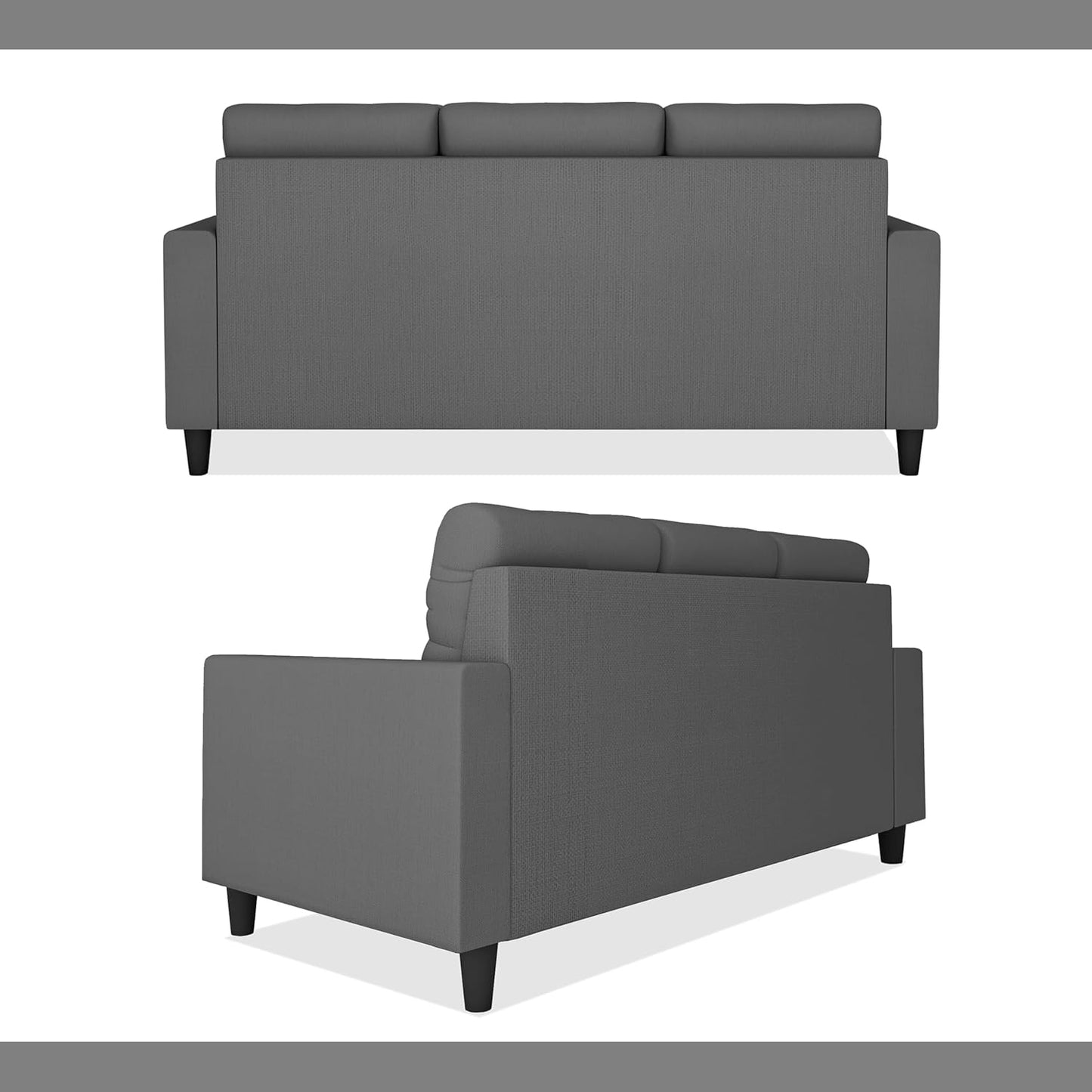 Adorn India Darcy L Shape 4 Seater Sofa Set (Grey) (3 Year Warranty)