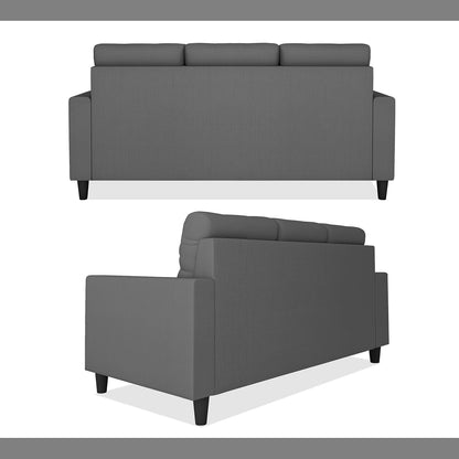 Adorn India Darcy L Shape 4 Seater Sofa Set (Grey) (3 Year Warranty)
