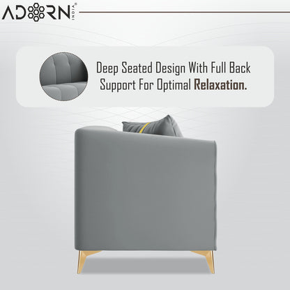 Adorn India Premium Mystic - 3 Years Warranty - 2 Seater Sofa Velvet Suede Fabric - Grey