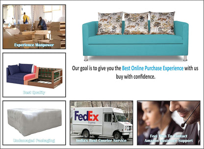 Adorn India Alita 3+2+1 Compact 6 Seater Sofa Set (Aqua Blue)