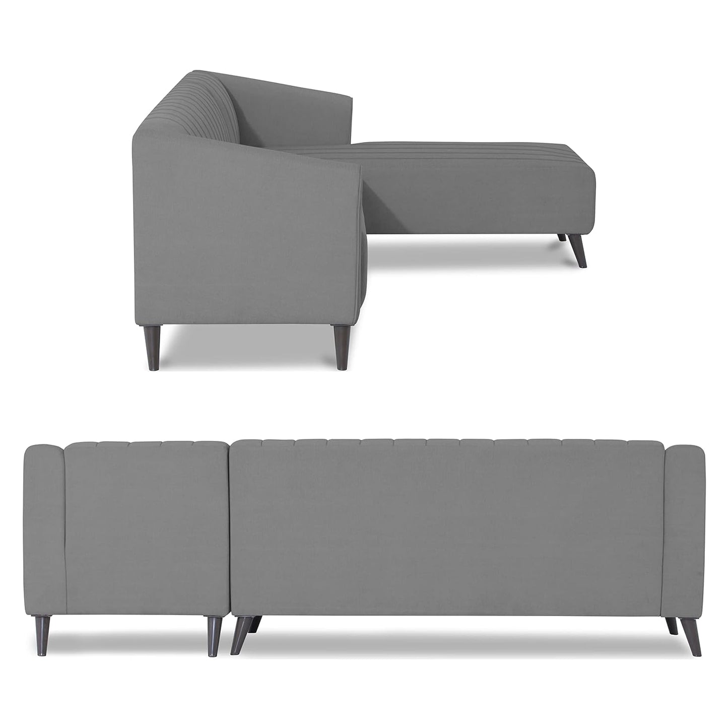 Adorn India Premium Laurel L Shape 6 Seater Sofa Set (RHS) (Grey) (3 Year Warranty)