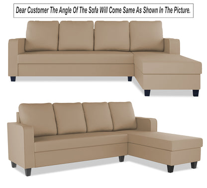 Adorn India Chandler Plain L Shape 6 Seater Sofa Set RHS (Beige) (3 Year Warranty)