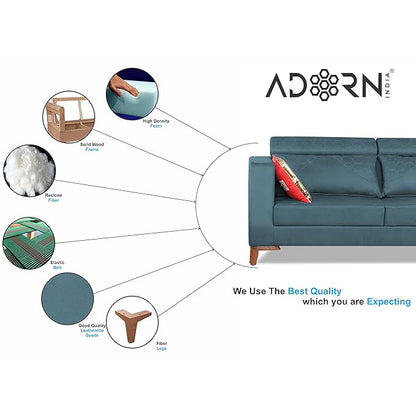 Adorn India Premium Pluto 3+2 Five Seater Sofa Set (Blue)