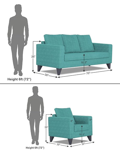 Adorn India Hallton Plain 3+1+1 5 Seater Sofa Set (Aqua Blue) (3 Year Warranty)